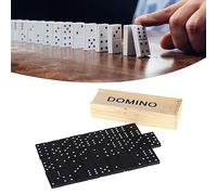 Tyenaza 28 pièces Black Domino Set, Fine Polishing Wood Domino Game Travel Dominos, pour Le Camping, Les Voyages, la Famille, Le Salon (14,6 x 5 x 3cm)