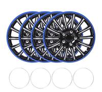 Tyenaza 4 pièces 15 Pouces enjoliveur de Roue à Clipser Couvercle enjoliveurs Noir + Bleu adapté pour Jante en Acier de Pneu R15