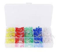 Tyenaza 500pcs 5 mm LED Light Diodes Diodes Kit assorti 5 couleurs Composants électroniques