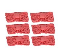Tyenaza 6 pièces bandeau de maquillage, bandeaux en microfibre élastiques doux avec nœud papillon pour le maquillage, le lavage du visage, fournitures de sport (Rose Red)
