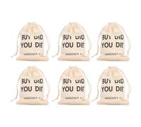 Tyenaza 6 pièces pochettes d'enterrement de vie de jeune fille, sacs cadeaux avec cordon de serrage en lin pour cadeaux de fête de célibataire pochettes de douche nuptiale pour (But Did You Die)