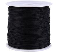 Tyenaza Artisanat Nylon Satin Cordon Chinois Noeud Cordon Rattail Macramé Fil String Noir 100M x 0.8mm