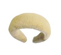 Tyenaza Bandeau de maquillage, bandeau de cheveux, bandeau large à la mode, bandeau en peluche, décoration antidérapante pour tenue de lavage (Cerceau en poils de lapin jaune vif)