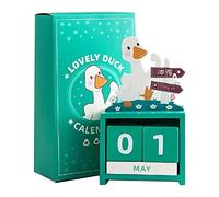 Tyenaza Blocs De Calendrier en Bois, Calendrier Perpétuel en Bois Compte à Rebours Mois Date Bloc Cubes Calendrier Mignon Décoration De Bureau(Vert)