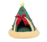 Tyenaza Cat Cave Bed Semi Closed Design Multifunctional Xmas Tree Triangular Warm Pet House Tent Bed for Home