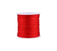 Tyenaza Cordon à nœud Chinois 100M x 0.8mm Nylon Cordon à nœud Chinois Filet de macramé en Queue de Rat Rouge