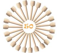 Tyenaza Cuillère à Miel Mini bâton d'agitation en bois de ménage de louche de miel pour le pot de miel distribuer des faveurs de noce de miel(15CM)