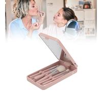 Tyenaza Ensemble de pinceaux de maquillage, avec miroir, kit de pinceaux cosmétiques multifonctionnels avec miroir LED rotatif et pliable, pour la maison, le dortoir et les voyages