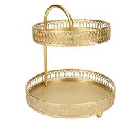 Tyenaza Ensemble De Présentoirs à Gâteaux Dorés Glamour, Plateau à Fruits à 2 Niveaux Haute Capacité - Présentoir à Cupcakes Polyvalent pour Les Fêtes à la Maison Et la Cuisine