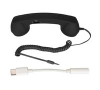 Tyenaza Handset, Cell Phone Handset, ABS USB C Radiation Proof Vintage Phone Handset with 3.5 Mm Socket, Retro Handset for Smartphone (Black)