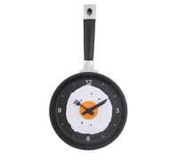 Tyenaza Horloge Murale Décorative De Cuisine, ABS en Forme De Poêle à Frire, Horloge Murale Silencieuse à Piles pour Salle à Manger, Restaurant, Café(Noir)