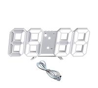 Tyenaza Horloge Murale Numérique LED 3D, Veilleuse à Intensité Variable, Réveil Numérique LED avec Affichage de la Température, pour Cuisine, Chambre à Coucher, Bureau, Blanc