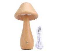 Tyenaza Lampe à champignon en bois, petite lampe sans fil, lampe à batterie rechargeable, gradue, gradation sans étape, lumière de nuit pour cadeaux d'anniversaire