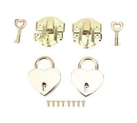Tyenaza Lot de 2 cadenas à loquet en bois pour boîte, fermoir à loquet en alliage de zinc antique et cadenas en forme de cœur avec clés (Jaune)