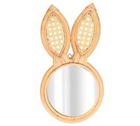 Tyenaza Miroir Décoratif, Miroir Mural Suspendu en Rotin Exquis en Forme De Lapin Mignon pour Le Maquillage, Cadeau De Décoration De Chambre à Coucher De Maison