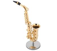 Tyenaza Modèle Miniature De Saxophone Alto, Réplique De Saxophone De 13 Cm avec Support Et étui, Ornements De Modèle D'instrument Plaqué Or pour la Décoration de la Maison