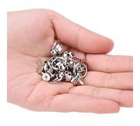 Tyenaza Rivets à Bouton en métal, 10pcs 9mm tête Ronde Anneau tête Bouton Rivets Argent Laiton tête Ronde vis Bouton Goujons kit de vis pièces d'artisanat en Cuir Bouton à Ongles pour Bricolage