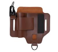 Tyenaza Sage de Ceinture Multitool, Organisateur de Ceinture en Cuir EDC, Porte-Courroie avec Pochette Multitool, Porte-Lampe, Porte-Stylo et Clip de Trousseau (Brun)