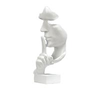 Tyenaza Statue de Penseur, Forme Vive résine synthétique compacte Le Silence décoratif Attrayant est Une Figurine dorée pour la Maison (Blanc)