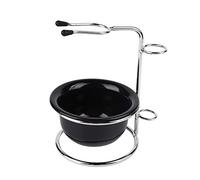 Tyenaza Support de Blaireau en Acier Inoxydable et Bol de Rasage Noir, Bons Cadeaux pour Papa, Mari ou Petit ami