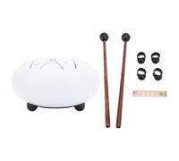 Tyenaza Tambour de langue de 6 pouces à 8 notes, instrument de percussion musicale en acier inoxydable à son agréable de tonalité C, pour la méditation d'éducation musicale (Blanche)