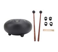 Tyenaza Tambour de langue de 6 pouces à 8 notes, instrument de percussion musicale en acier inoxydable à son agréable de tonalité C, pour la méditation d'éducation musicale (Noire)