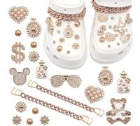 TYEQWT Accessoires de Chaussure en Strass 22 Pièces, Charmes de Chaussure en Cristal, Charmant Shoe Decoration pour Chaussures Sabots, Décorations de Chaussures pour Filles Femmes, Cadeaux de Fête
