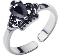 TYERY Bague Couronne en Argent S925, Bague Couronne en Diamant Noir Tempérament Féminin, Anneau D'Index Cool de Personnalitébague en argent s925, Ouverture réglable