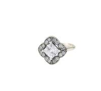 TYERY Bague Pour Femme en Argent Sterling 925 Design de Niche Diamant Carré Bague en Pierre Blanche Feuille VintageDiamants blancs,