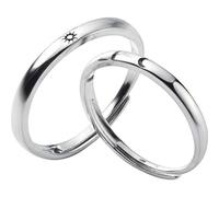 TYERY Bagues de Couple en Argent S925, Bague Ouverte Simple Soleil, Lune Et Étoiles Coréen, Bague Soleil Et LuneLes hommes du soleil, Ouverture réglable