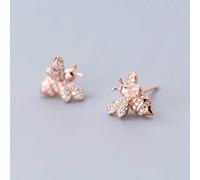 TYERY Boucles D'Oreilles en Argent S925, Boucles D'Oreilles Abeille Diamant Coréen, Boucles D'Oreilles Insectes Mignonsor rose, argent 925