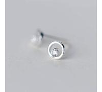 TYERY Boucles D'Oreilles en Argent S925, Clous Ronds Simples Féminins avec Diamants, Jolies Boucles D'Oreilles GéométriquesUne paire, argent 925