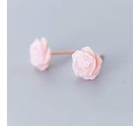 TYERY Boucles D'Oreilles en Argent S925, Boucles D'Oreilles à Fleurs Roses de Style Coréen Féminin, Bijoux de Boucles D'Oreilles à Petites Fleurs de Tempéramentor rose, argent 925