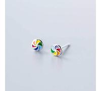 TYERY Boucles D'Oreilles en Argent S925, Petites Boucles D'Oreilles Rondes en Spirale Colorée Simple Et Mignonneargent, argent 925