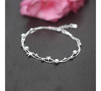 TYERY Bracelet en Argent 925, Bracelet Femme Étoile de Mer, Bijou Petite Boule Double Bracelet Étoile à Cinq Branches,bracelet en argent s925