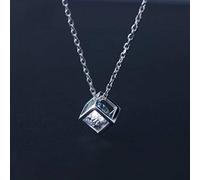 TYERY Collier en Argent S925, Collier D'Amour avec Pendentif en Diamant Carré, Chaîne de Clavicule Courte Coréennecollier en argent s925