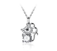 TYERY Collier en Argent S925, Mode Coréenne Féminine avec Diamants Petit Collier Souris, Année du Zodiaque Chinois du Rat Pendentif Chaîne de Clavicule Femmeargent, argent 925