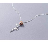 TYERY Collier en Argent S925, Personnalité de la Mode Pendentif Fleur Rose Tempérament Personnalité Chaîne Clavicule Fleur Femmeor rose, argent 925