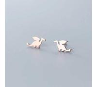 TYERY S925 Boucles D'Oreilles Champignon Blanc, Femme Japonaise Simple Et à la Mode Petit Dragon Volant Personnalité Mignonne Boucles D'Oreilles Animal Anime, Bijouxrose d'or, argent 925