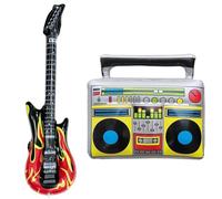 TYFGRT 1 Ballon Guitare Flamme, 1 Ballon Radio, Ballons Décoratifs en Aluminium, Grands Ballons Musicaux, Ballons Jouets Rock Star pour Fêtes, Festivals De Musique Et Célébrations