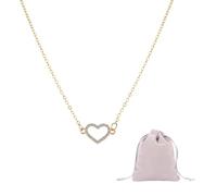 TYFGRT 1 Collier Diamant Coeur Et 1 Pochette À Bijoux, Collier Rétro Simple, Collier À Paillettes, Collier Élégant, Bijoux pour Femmes