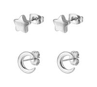 TYFGRT 1 Paire De Boucles d'oreilles Étoile Et 1 Paire De Boucles d'oreilles Lune, Boucles d'oreilles pour Femmes, Boucles d'oreilles Simples Et À La Mode, Accessoires Vestimentaires