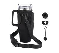 TYFGRT 1 Porte-Gobelet Noir, 1 Jeu De Bouchons Anti-Fuite, Porte-Gobelet De Voiture, Porte-Gobelet À Poignée avec Sac De Rangement, Bandoulière Réglable, Porte-Gobelet Portable