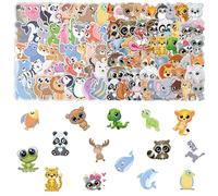 TYFGRT 100 Feuilles D'Autocollants Animaux, Autocollants De Dessin Animé Grands Yeux, Décoration D'Autocollants Artisanaux DIY, Autocollants Imperméables, Adaptés Aux Bagages, Tasses, Cahiers