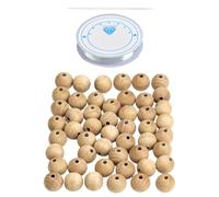 TYFGRT 100 Perles en Bois, Livré avec 1 Rouleau De Fil D'Aiguille Et 1 Enfile-Aiguille, Accessoires De Bijoux en Perles De Bois, Outil D'Enfilage, Accessoires D'Artisanat