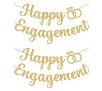 TYFGRT 2 Ensembles De Bannières De Fiançailles, Bague en Diamant, Décoration De Fiançailles Joyeuses, Décoration De Drapeau Suspendu, Bannières Étincelantes, Décorations De Fête De Fiançailles