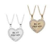 TYFGRT 2 Paires De Bijoux d'Amitié - Colliers en Or et Argent Diamants pour Meilleur Ami