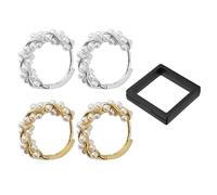 TYFGRT 2 Paires De Boucles d'oreilles Créoles en Perles Et 1 Boîte À Bijoux, Boucles d'oreilles Élégantes, Boucles d'oreilles Vintage Simples, Boucles d'oreilles pour Femmes, Bijoux pour Femmes