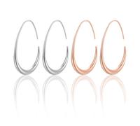 TYFGRT 2 Paires De Boucles d'oreilles Créoles pour Femmes, Boucles d'oreilles en Or Rose pour Femmes, Grandes Boucles d'oreilles Pendantes Ovales (3 * 4 Cm)