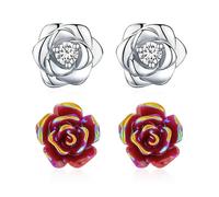 TYFGRT 2 Paires De Boucles d'oreilles Rose, Boucles d'oreilles en Argent, Boucles d'oreilles Mode Femme, Décoration De Bijoux, Boucles d'oreilles Accessoires Vestimentaires, Bijoux Personnalisés